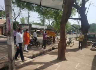 नगर को कोरोना वायरस से बचाने के लिए किया गया सेनेटाइज़