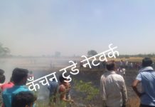 बिजली विभाग के तार खेतो को कर रहे आग के हवाले