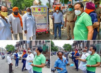 गरीब राहगीरों को कोरोना महामारी से बचाव के लिए निशुल्क मास्क वितरण किया गया