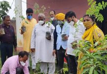गुरू पूर्णिमा पर अखिल भारतीय उद्योग व्यापार मंडल के पदाधिकारियों ने किया वृक्षारोपण