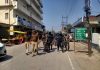 लोकसभा चुनाव को लेकर पुलिस और सुरक्षाबल बल ने कस्बे में निकाला मार्च फ़ास्ट